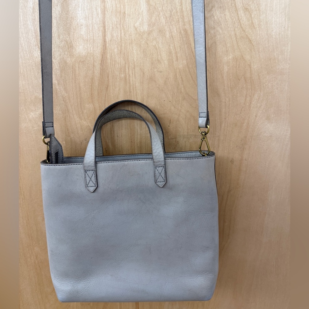 Madewell Zip-Top Medium Transport Tote in Grey/Blue - Picture 3 of 15